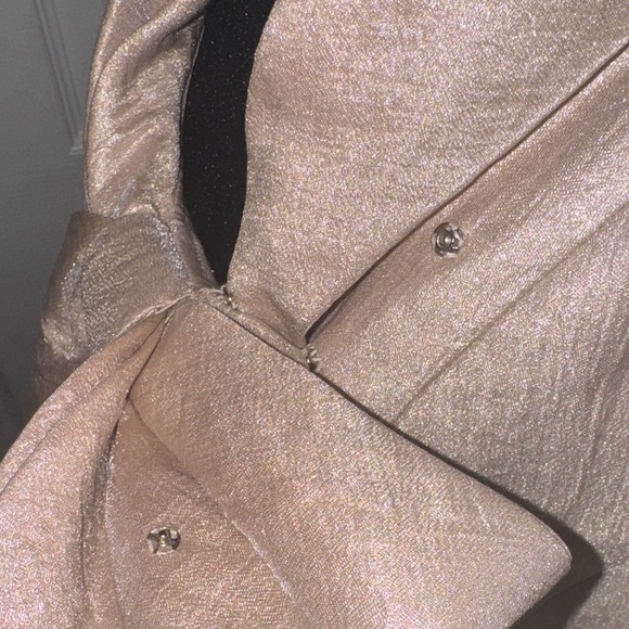 Adrianna Papell Shimmering Cream Blazer with Bow Accent - Picture 12 of 16